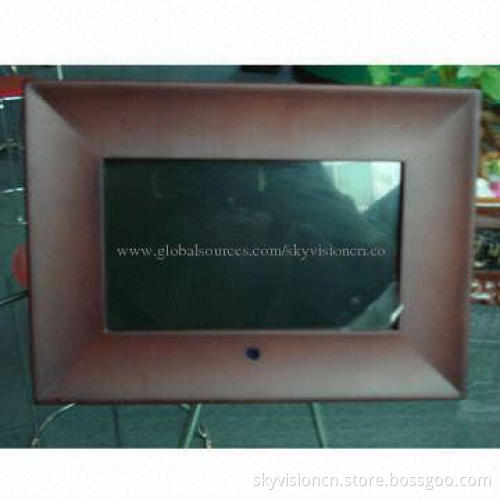 7-inch Wooden/Leather Digital Photo Frame, Multimedia Function with Slim Body
